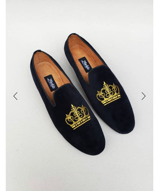 Crown Loafers Velvet Black