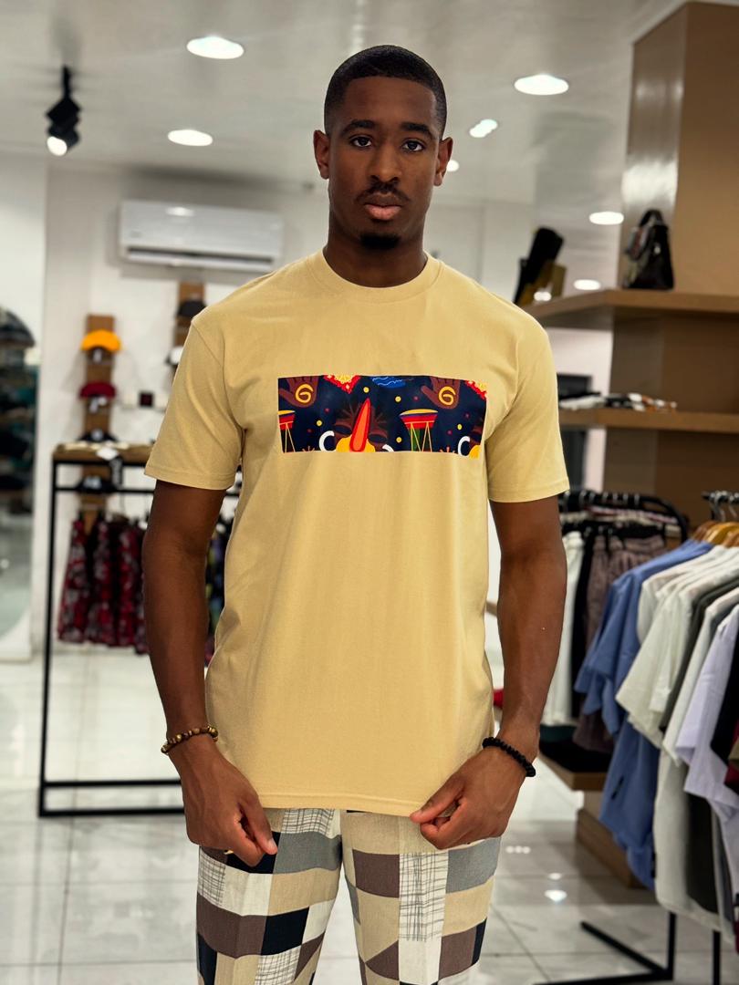 African Mask Beige Tshirt
