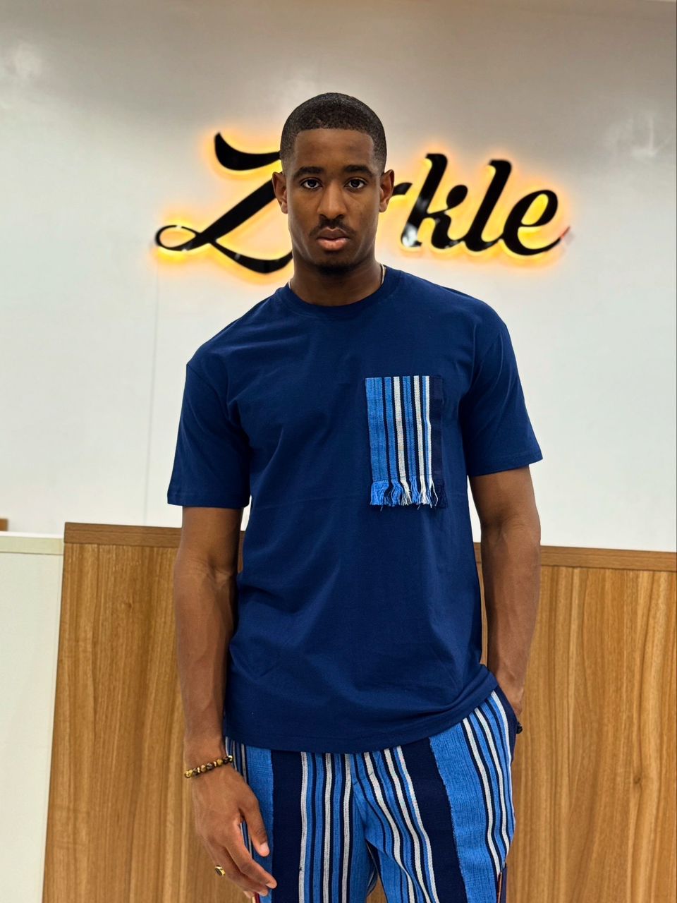 Mide navy tshirt fringe