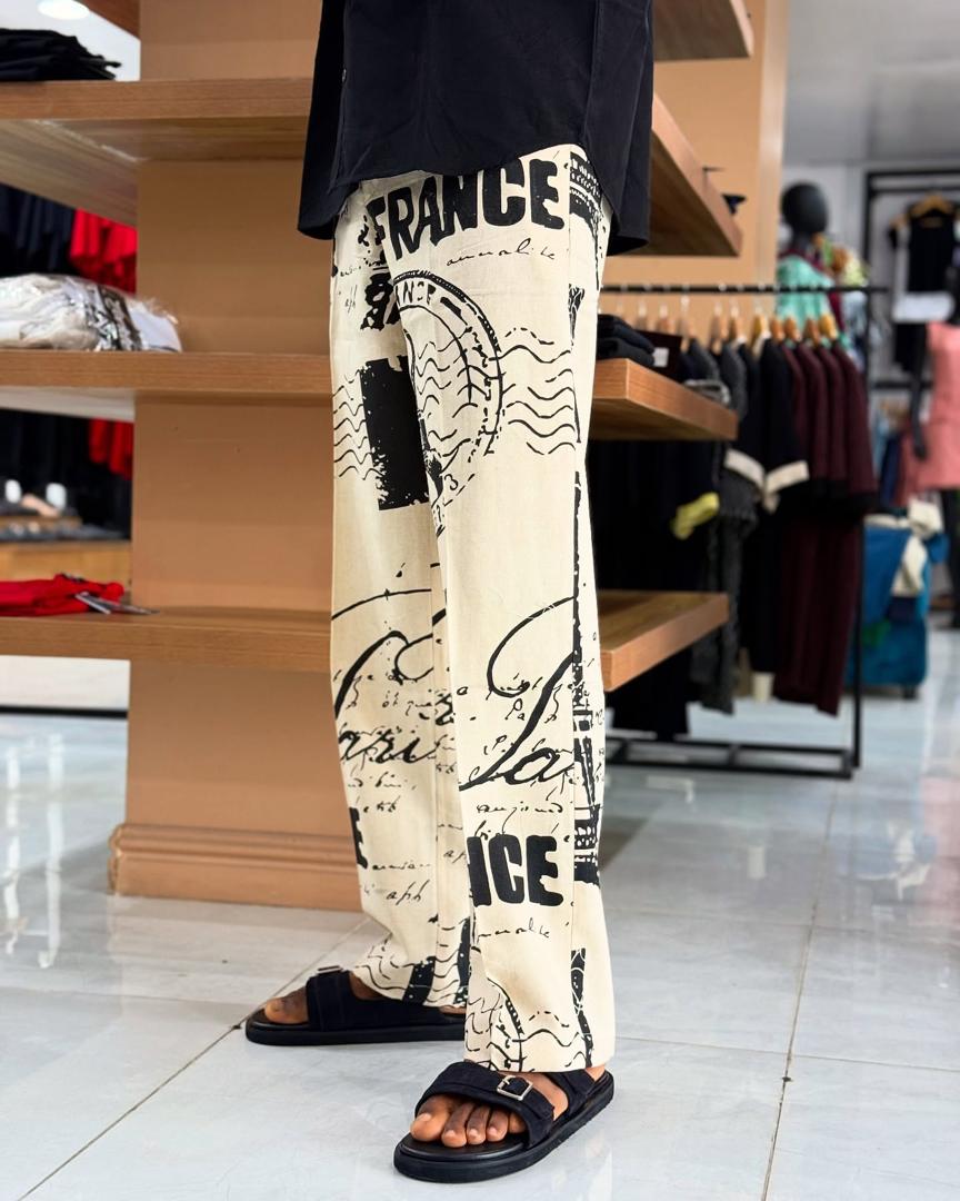 Moss Linen Pant Letters-Cream