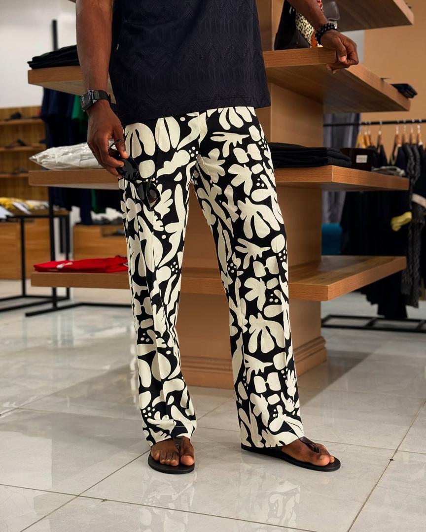 Moss Linen Pants Black&White