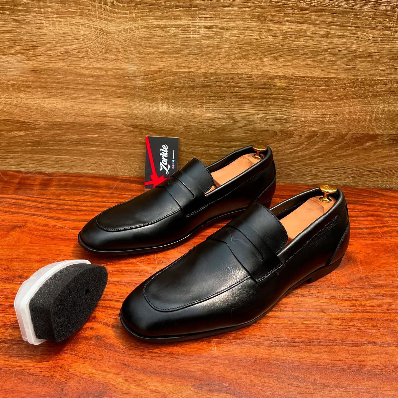 penny loafers leather black - Zorkle