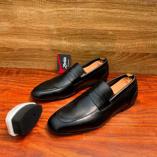penny loafers leather black - Zorkle
