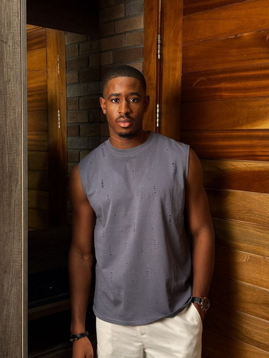 Kaze Ripped Grey Armless Tshirt