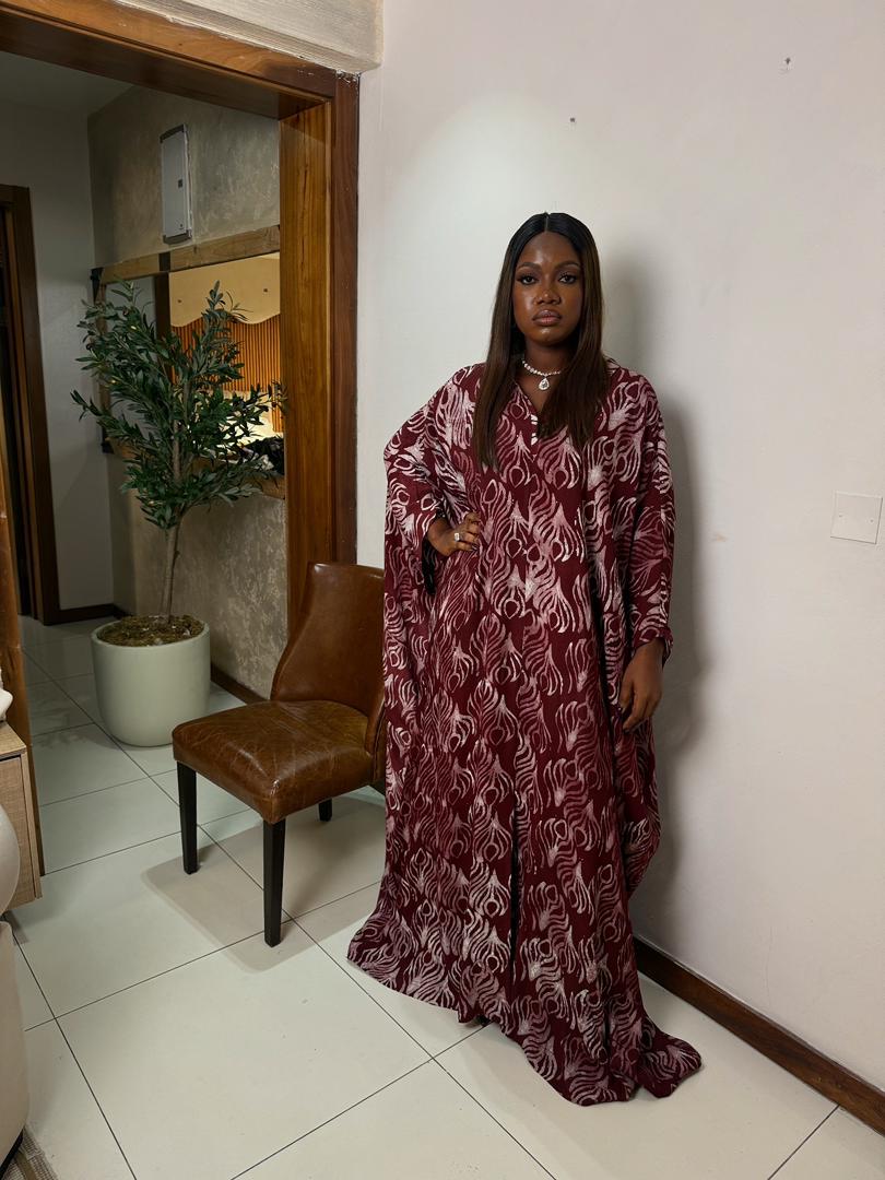 Leaf Flower Wine Caftan