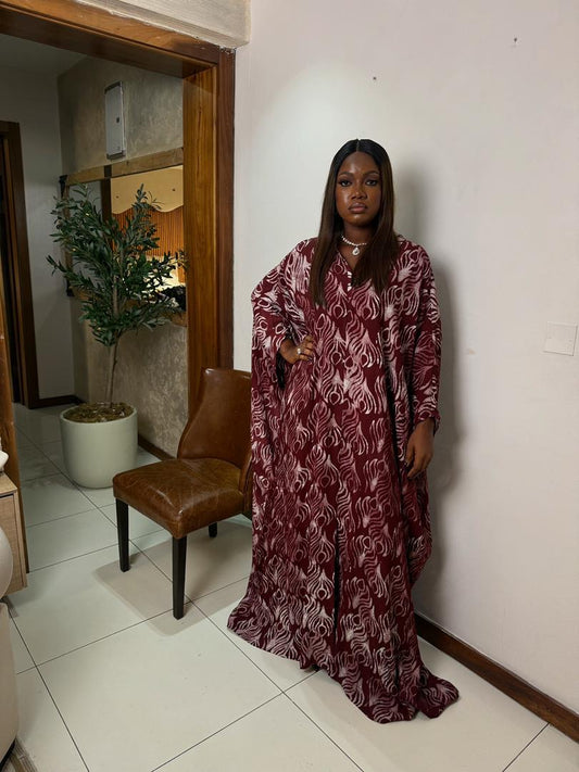 Leaf Flower Wine Caftan