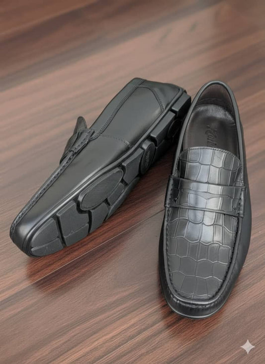 Stride Black Croc Loafers