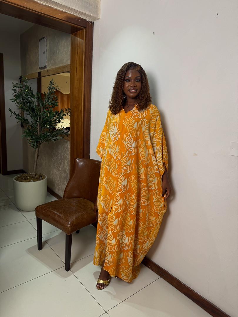 Leaf Flower Golden Yellow Caftan