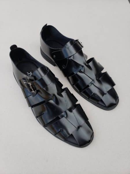 Delta man sandal black leather ZMD012 - Zorkles Shoes Nigeria