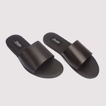 Nero Slippers Black Leather ZFP060 - Zorkle Shoes