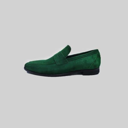 Penny Loafers Dark Green Suede ZMS087 - Zorkle Shoes