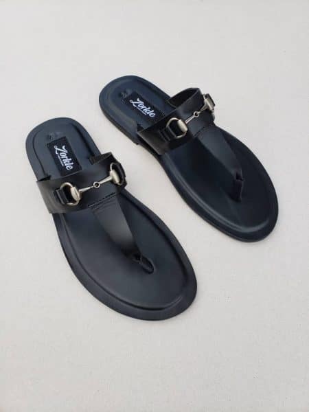 Trey Slippers Black Leather ZMP034 - Zorkle Shoes