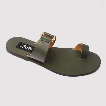 kweenly slippers green leather by zorkle shoes in lagos nigeria