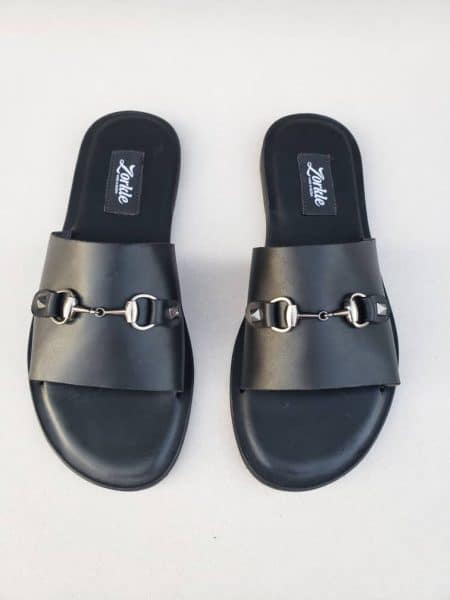 Nero Horse Bit Slippers Black Leather ZMP109 - Zorkle Shoes