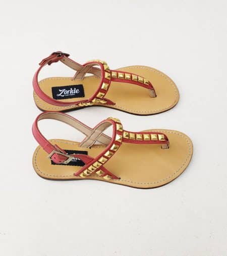 Toria Studded Brown Leather Sandal ZFD045 - Zorkle Shoes, Nigeria