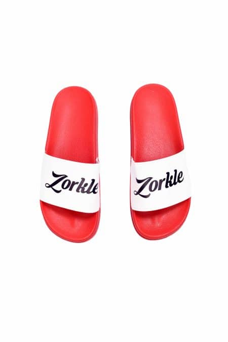 Bazato slides red and white ZMP130- Zorkle Shoes