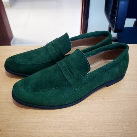Penny Loafers Green Suede ZMS136 - Zorkle