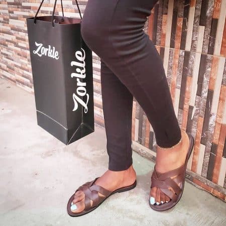 Shorlle Slippers Coffee Brown Leather ZFP076 - zorkle shoes