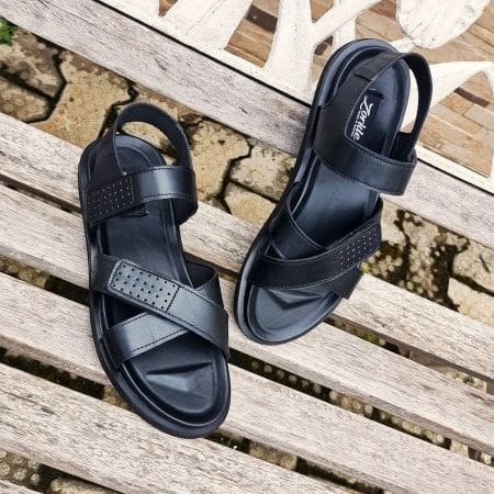 Biyi Sandal Black Leather ZMD061 - Zorkle