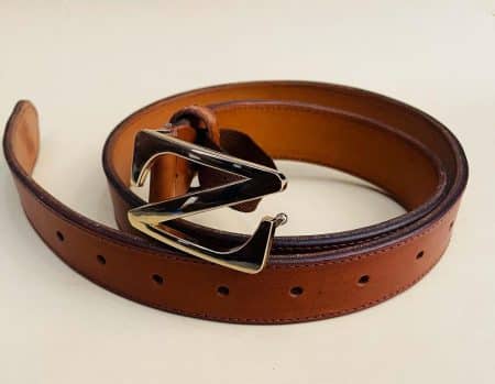 Z Buckle Leather Brown Belt ZMB005 - Zorkle