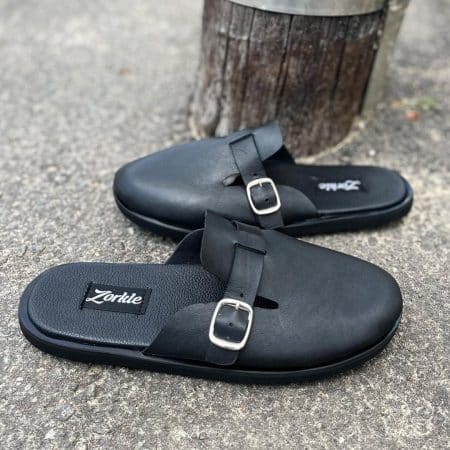 Feran Slippers Black Leather ZMP325 - Zorkle