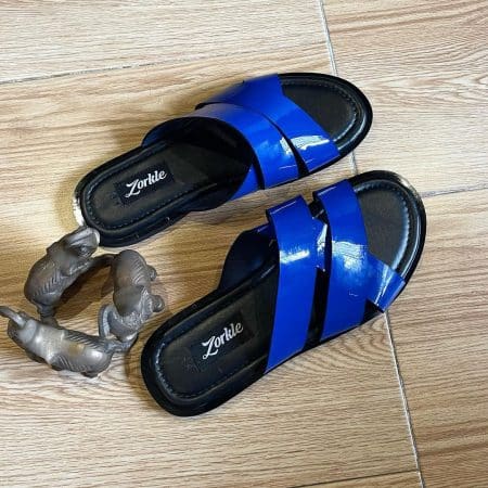 Layi Patent Blue Slippers ZMP324 - Zorkle