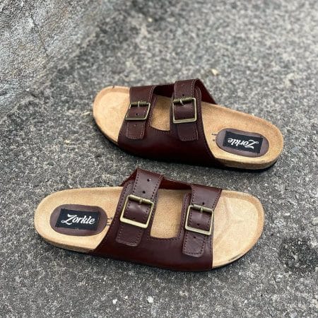 Sanji Coffee Brown Leather Slippers ZMP321 - Zorkle